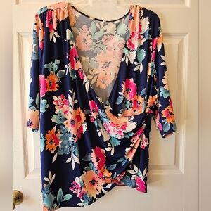 Kiyonna Floral Blouse - Multicolor